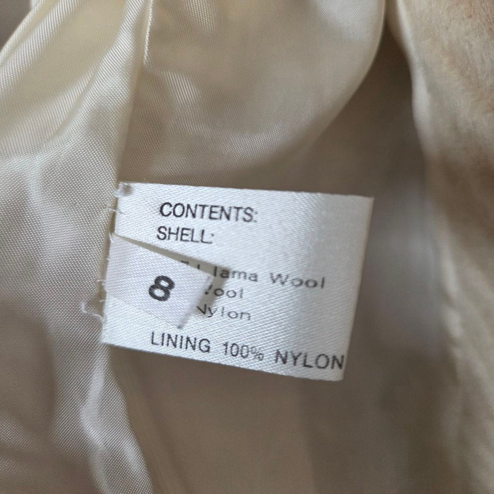 Women's Nipon Couture Cream & Beige Herringbone Llama Wool Coat Size 8 - Picture 10 of 14